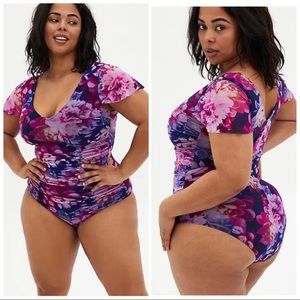 Torrid swim floral purple one piece